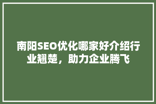 南阳SEO优化哪家好介绍行业翘楚，助力企业腾飞 网站建设公司
