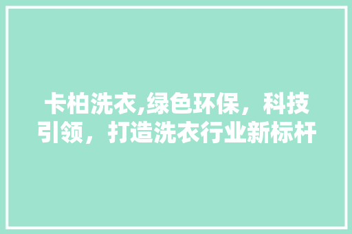 卡柏洗衣,绿色环保，科技引领，打造洗衣行业新标杆 SEO关键词