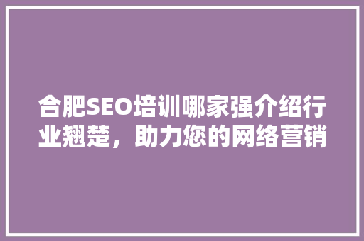 合肥SEO培训哪家强介绍行业翘楚，助力您的网络营销之路 必应SEO