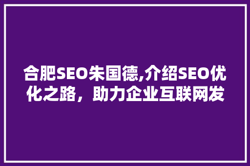 合肥SEO朱国德,介绍SEO优化之路，助力企业互联网发展 SEO关键词