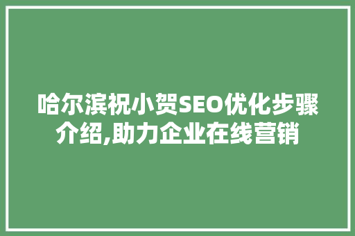 哈尔滨祝小贺SEO优化步骤介绍,助力企业在线营销 必应SEO
