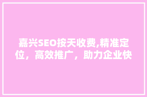嘉兴SEO按天收费,精准定位，高效推广，助力企业快速发展 百度SEO