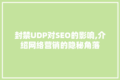 封禁UDP对SEO的影响,介绍网络营销的隐秘角落 百度SEO