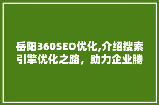岳阳360SEO优化,介绍搜索引擎优化之路，助力企业腾飞 必应SEO