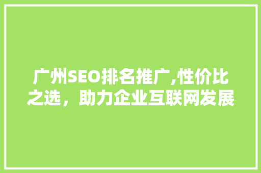 广州SEO排名推广,性价比之选，助力企业互联网发展 网站建设公司