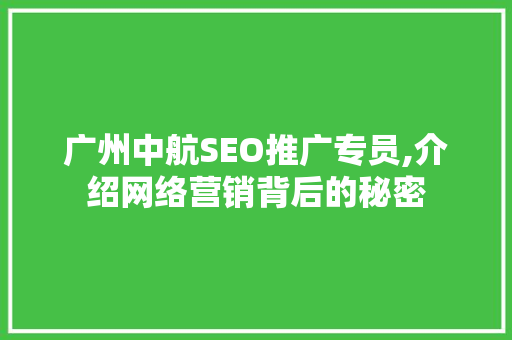 广州中航SEO推广专员,介绍网络营销背后的秘密 搜狗SEO