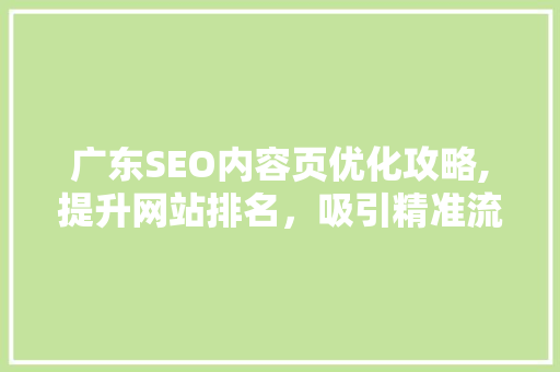 广东SEO内容页优化攻略,提升网站排名，吸引精准流量 百度SEO