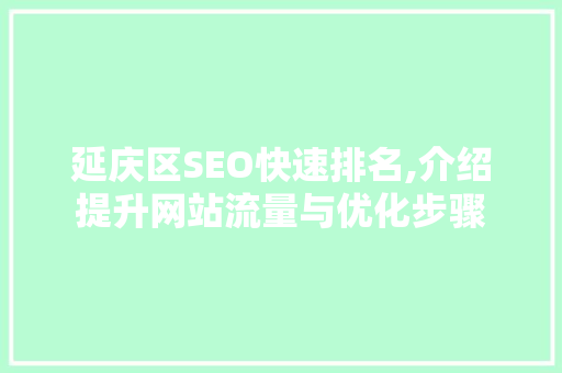 延庆区SEO快速排名,介绍提升网站流量与优化步骤 神马SEO