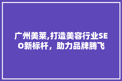 广州美莱,打造美容行业SEO新标杆，助力品牌腾飞 神马SEO