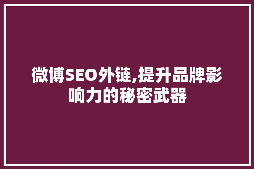 微博SEO外链,提升品牌影响力的秘密武器 网站建设公司