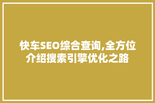 快车SEO综合查询,全方位介绍搜索引擎优化之路