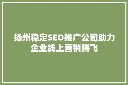 扬州稳定SEO推广公司助力企业线上营销腾飞 SEO关键词