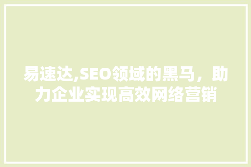 易速达,SEO领域的黑马，助力企业实现高效网络营销 SEO关键词