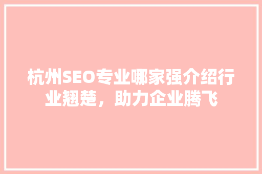 杭州SEO专业哪家强介绍行业翘楚，助力企业腾飞 网站建设公司