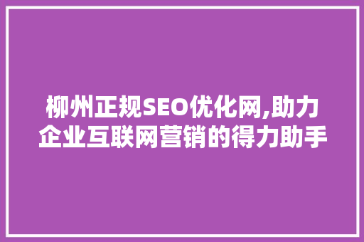 柳州正规SEO优化网,助力企业互联网营销的得力助手 SEO关键词