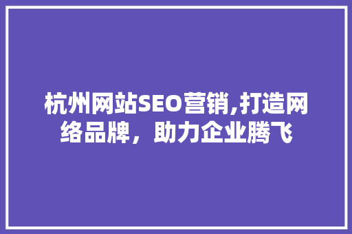 杭州网站SEO营销,打造网络品牌，助力企业腾飞 百度SEO