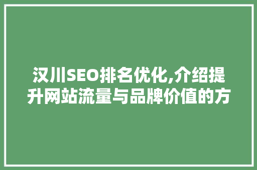 汉川SEO排名优化,介绍提升网站流量与品牌价值的方法 必应SEO