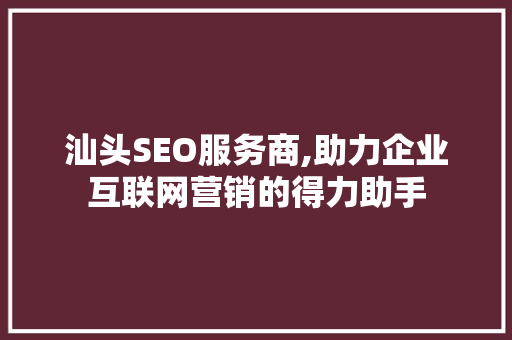 汕头SEO服务商,助力企业互联网营销的得力助手 网站建设公司