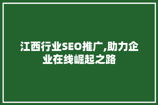 江西行业SEO推广,助力企业在线崛起之路 SEO关键词