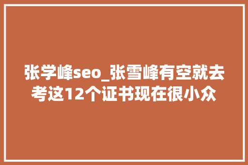 张学峰seo_张雪峰有空就去考这12个证书现在很小众未来很吃喷鼻香 张学峰seo_张雪峰有空就去考这12个证书现在很小众未来很吃喷鼻香 百度SEO