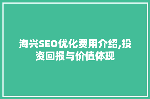 海兴SEO优化费用介绍,投资回报与价值体现 网站建设公司