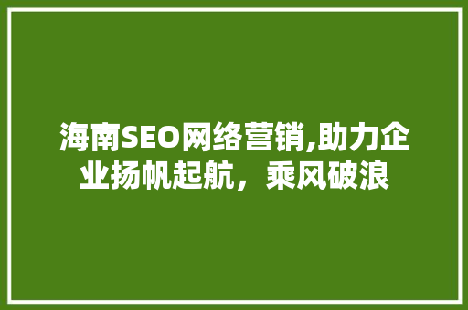 海南SEO网络营销,助力企业扬帆起航，乘风破浪 神马SEO