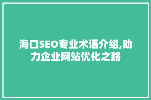 海口SEO专业术语介绍,助力企业网站优化之路 百度SEO