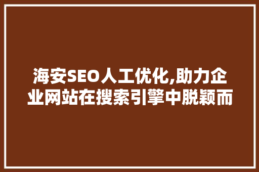 海安SEO人工优化,助力企业网站在搜索引擎中脱颖而出 百度SEO