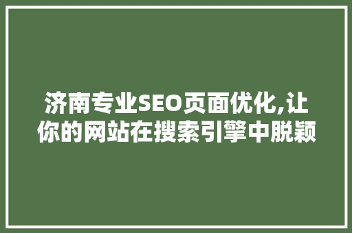 济南专业SEO页面优化,让你的网站在搜索引擎中脱颖而出 SEO关键词