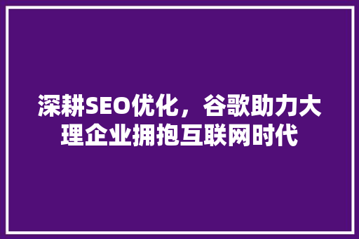 深耕SEO优化，谷歌助力大理企业拥抱互联网时代 SEO关键词