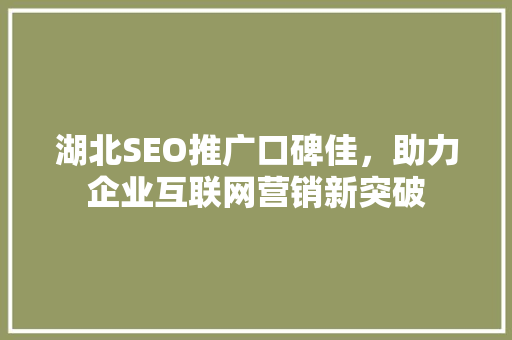 湖北SEO推广口碑佳，助力企业互联网营销新突破