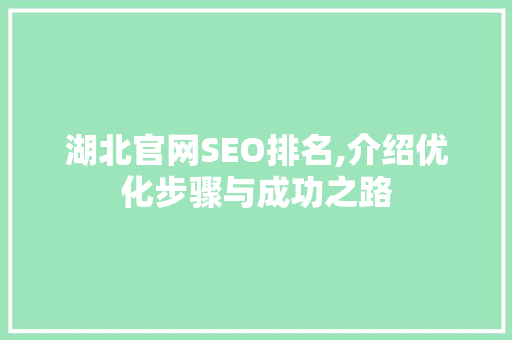 湖北官网SEO排名,介绍优化步骤与成功之路