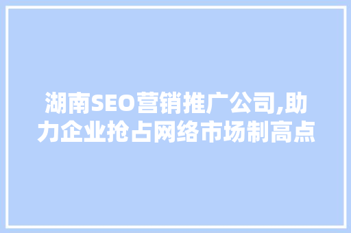 湖南SEO营销推广公司,助力企业抢占网络市场制高点 网站建设公司