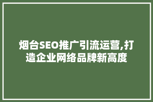 烟台SEO推广引流运营,打造企业网络品牌新高度 SEO关键词