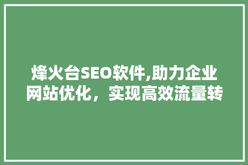 烽火台SEO软件,助力企业网站优化，实现高效流量转化 网站建设公司