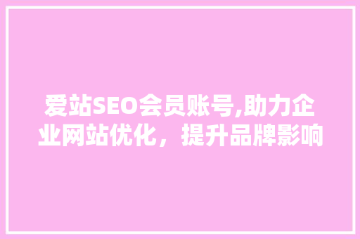 爱站SEO会员账号,助力企业网站优化，提升品牌影响力 网站建设公司