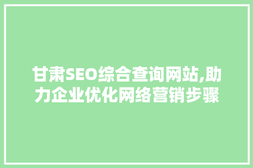 甘肃SEO综合查询网站,助力企业优化网络营销步骤 网站建设公司