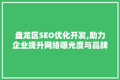 盘龙区SEO优化开发,助力企业提升网络曝光度与品牌影响力 搜狗SEO