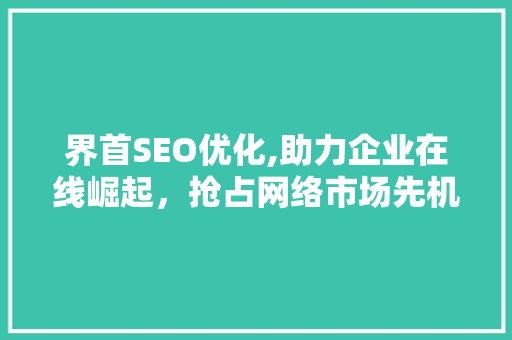 界首SEO优化,助力企业在线崛起，抢占网络市场先机 神马SEO
