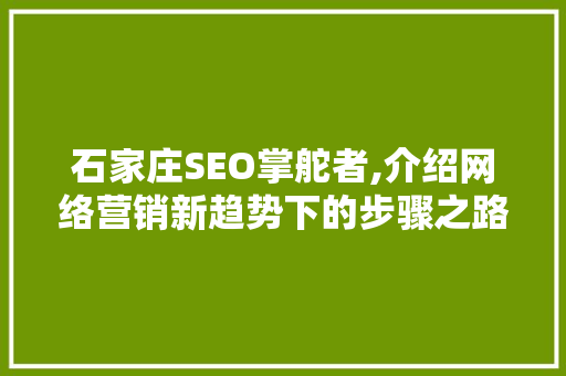 石家庄SEO掌舵者,介绍网络营销新趋势下的步骤之路 必应SEO