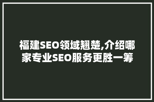 福建SEO领域翘楚,介绍哪家专业SEO服务更胜一筹 神马SEO