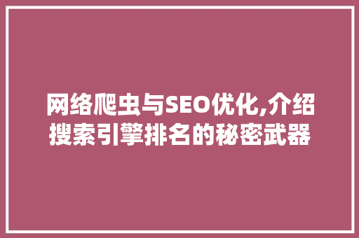 网络爬虫与SEO优化,介绍搜索引擎排名的秘密武器 SEO关键词