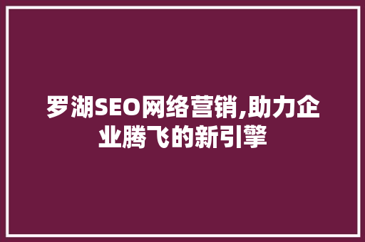 罗湖SEO网络营销,助力企业腾飞的新引擎