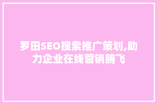 罗田SEO搜索推广策划,助力企业在线营销腾飞 SEO关键词