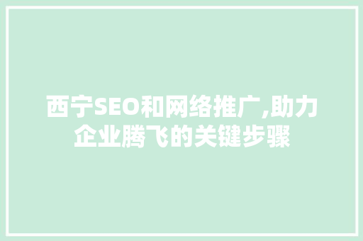 西宁SEO和网络推广,助力企业腾飞的关键步骤