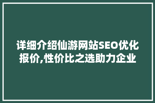 详细介绍仙游网站SEO优化报价,性价比之选助力企业腾飞