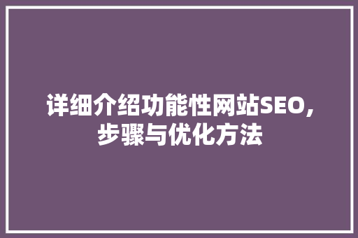 详细介绍功能性网站SEO,步骤与优化方法
