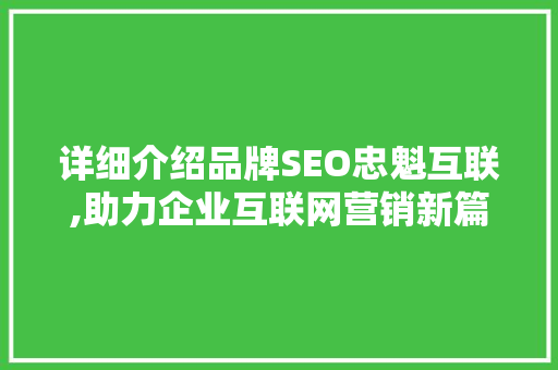 详细介绍品牌SEO忠魁互联,助力企业互联网营销新篇章 必应SEO