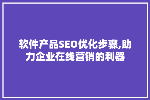 软件产品SEO优化步骤,助力企业在线营销的利器