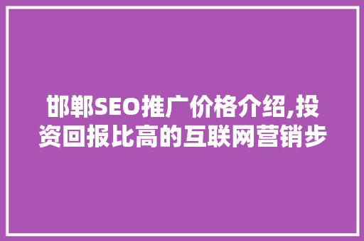邯郸SEO推广价格介绍,投资回报比高的互联网营销步骤